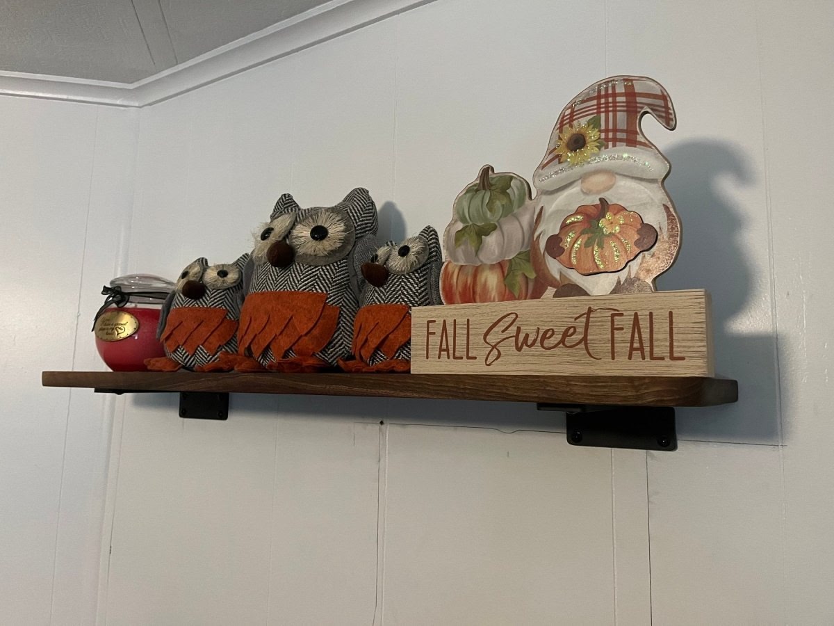 Figured Walnut Shelf with metal brackets - Woodwork & Design by AJ