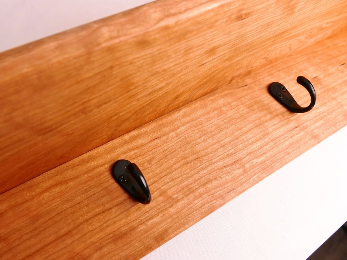 Premium Curly Cherry Coat Rack with Shelf - Woodwork & Design by AJ