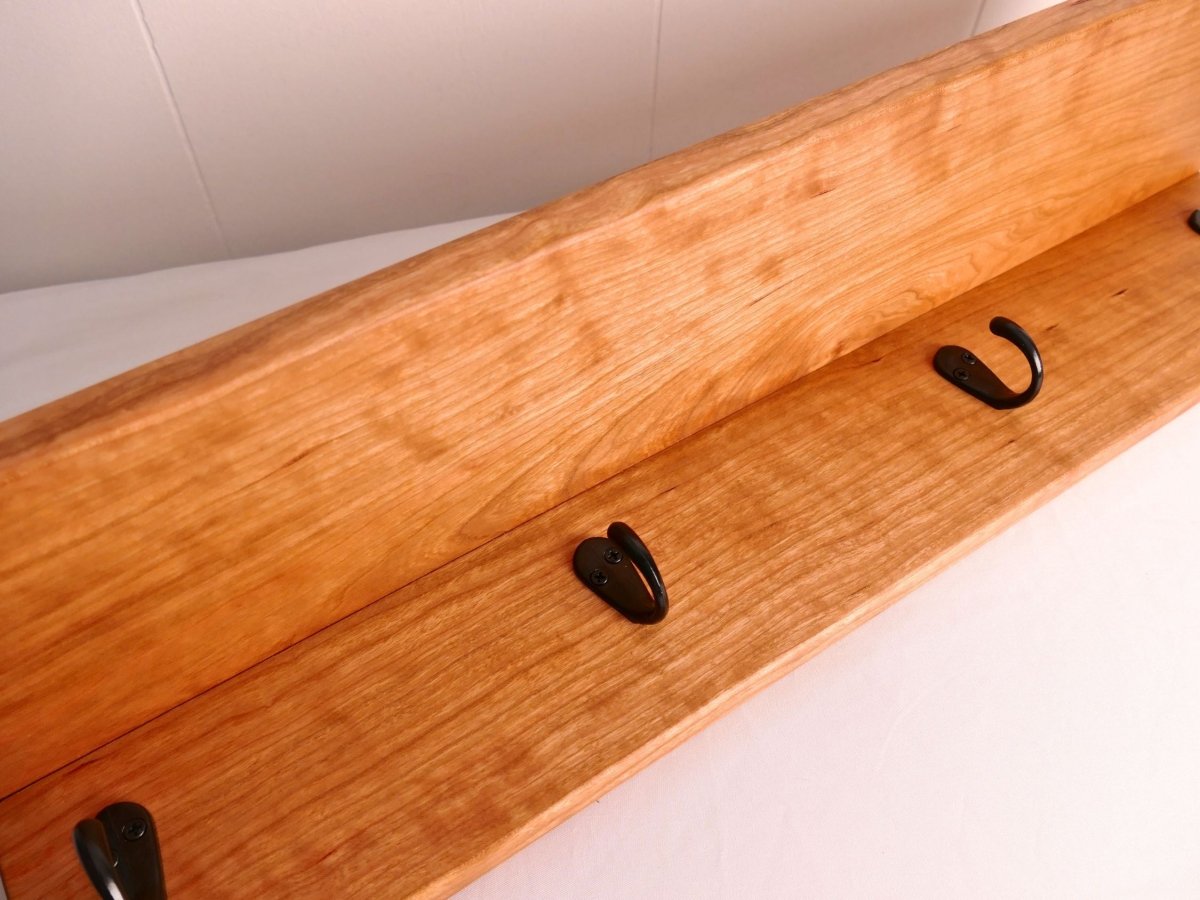 Premium Curly Cherry Coat Rack with Shelf