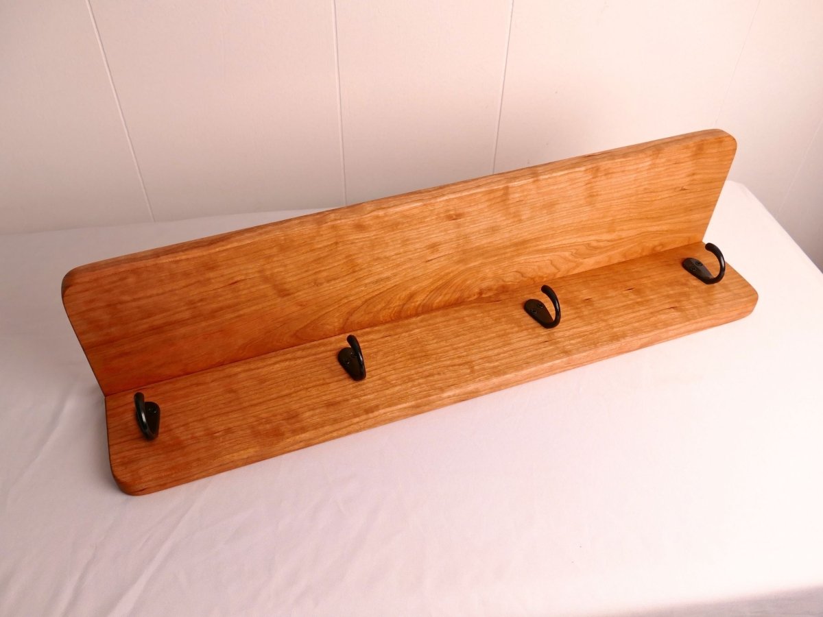 Premium Curly Cherry Coat Rack with Shelf