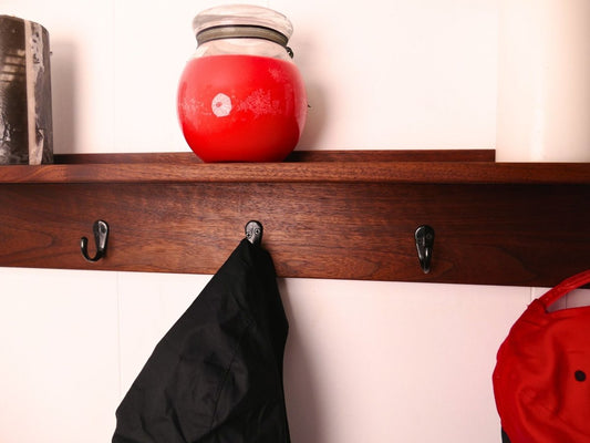 Handmade Premium Walnut Coat Rack with Shelf