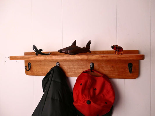 Premium Curly Cherry Coat Rack with Shelf