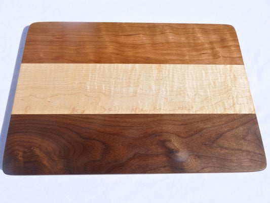 Handcrafted Walnut, Cherry and Maple Cutting Board