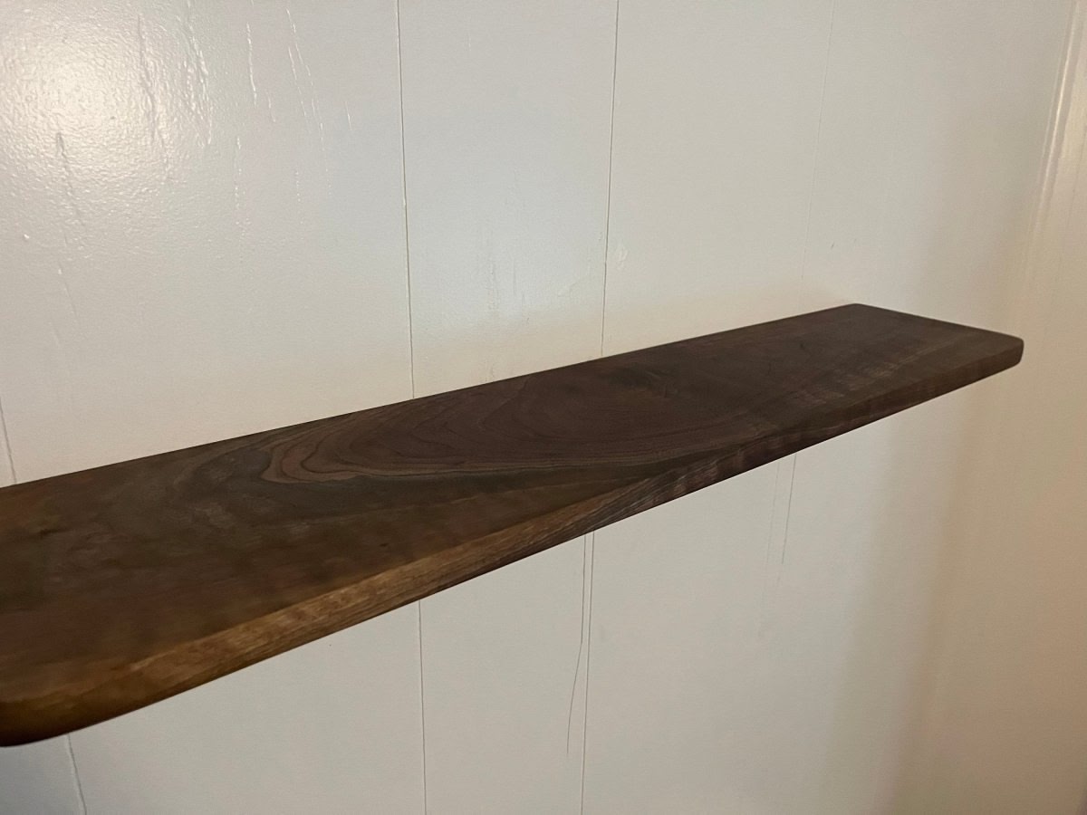 Figured Walnut Shelf with metal brackets - Woodwork & Design by AJ