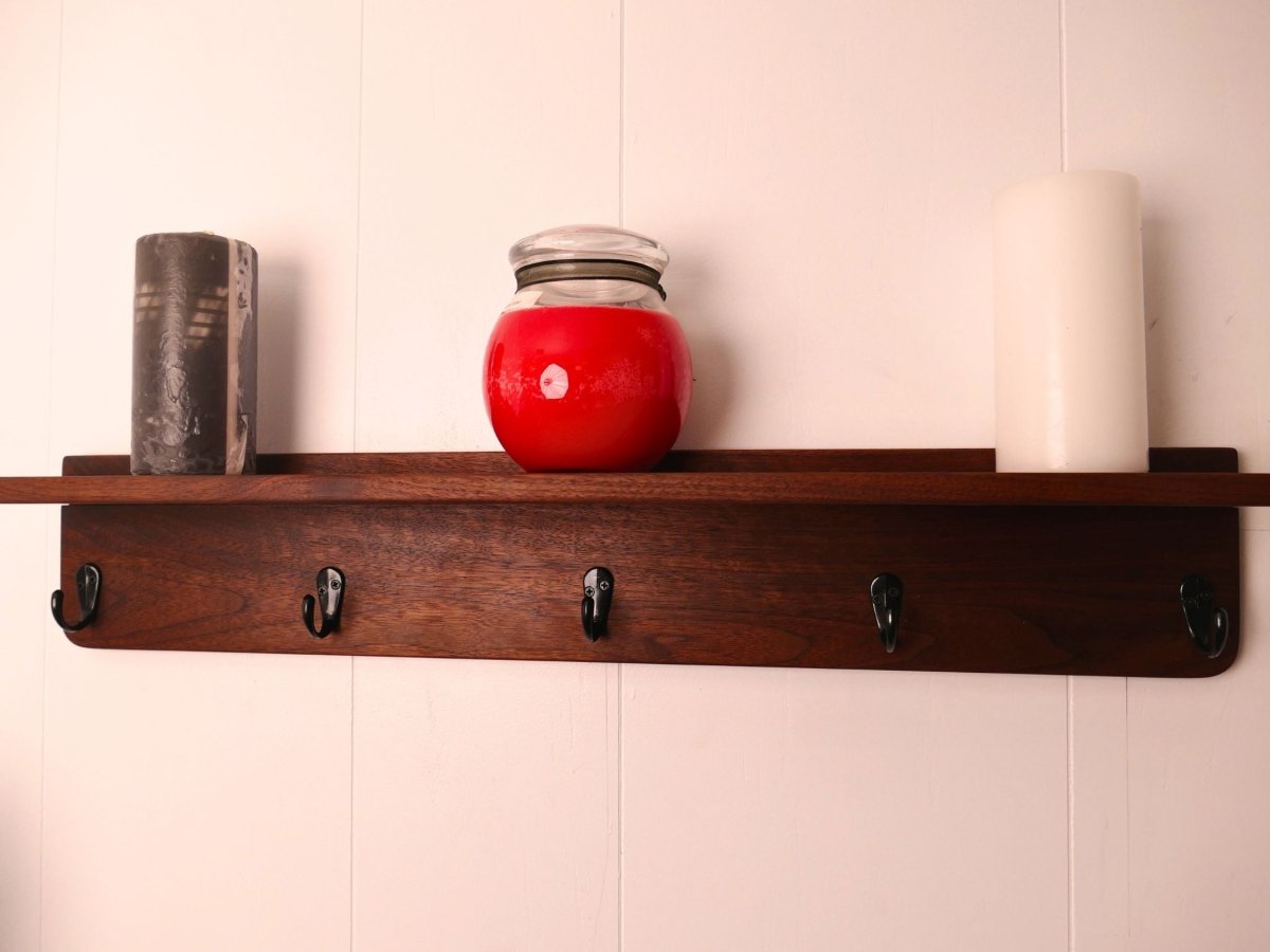 Handmade Premium Walnut Coat Rack with Shelf