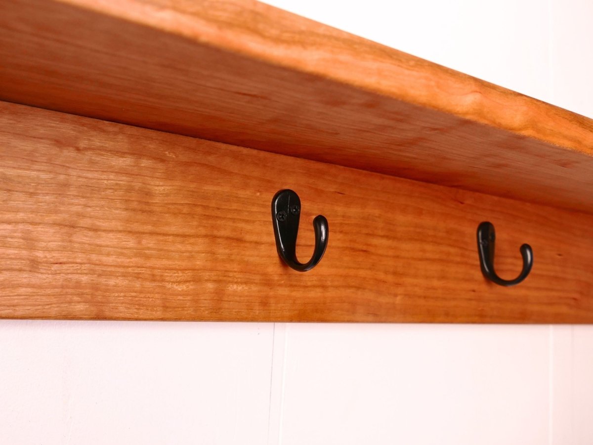 Premium Curly Cherry Coat Rack with Shelf