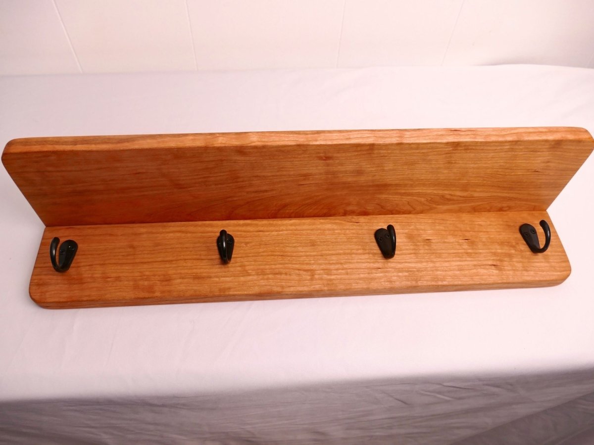 Premium Curly Cherry Coat Rack with Shelf