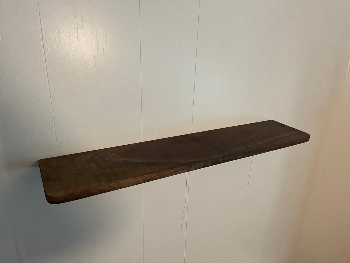 Figured Walnut Shelf with metal brackets - Woodwork & Design by AJ