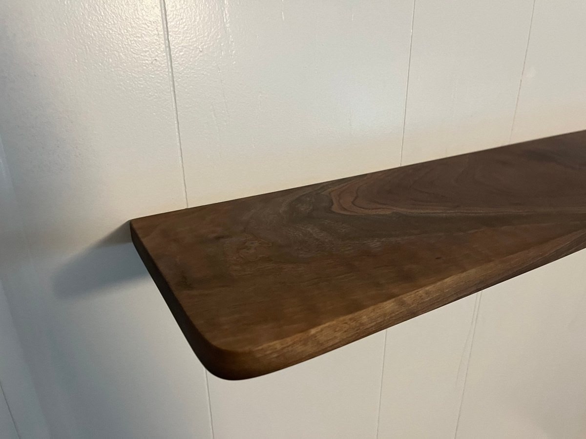 Figured Walnut Shelf with metal brackets - Woodwork & Design by AJ