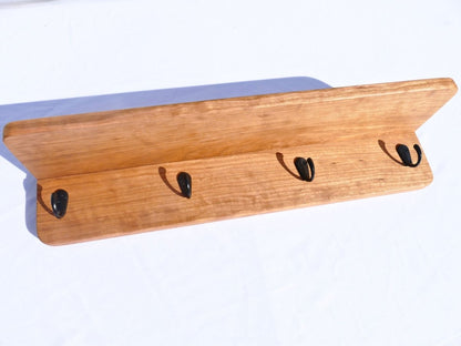 Premium Curly Cherry Coat Rack with Shelf - Woodwork & Design by AJ