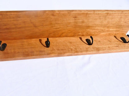 Premium Curly Cherry Coat Rack with Shelf - Woodwork & Design by AJ
