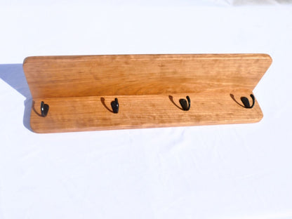 Premium Curly Cherry Coat Rack with Shelf - Woodwork & Design by AJ