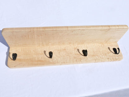 Handmade Premium Curly Maple Coat Rack with Shelf - Woodwork & Design by AJ