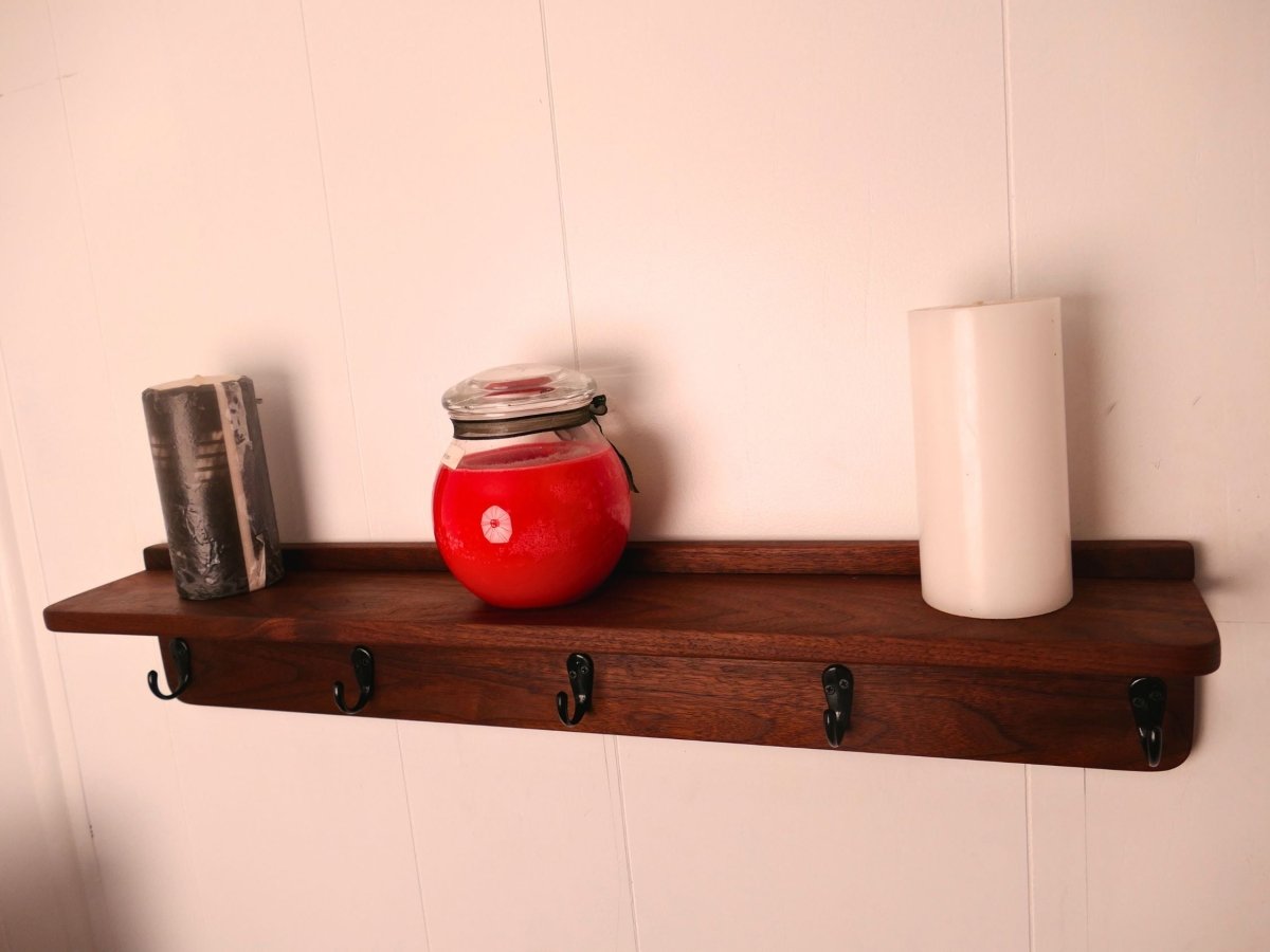 Handmade Premium Walnut Coat Rack with Shelf