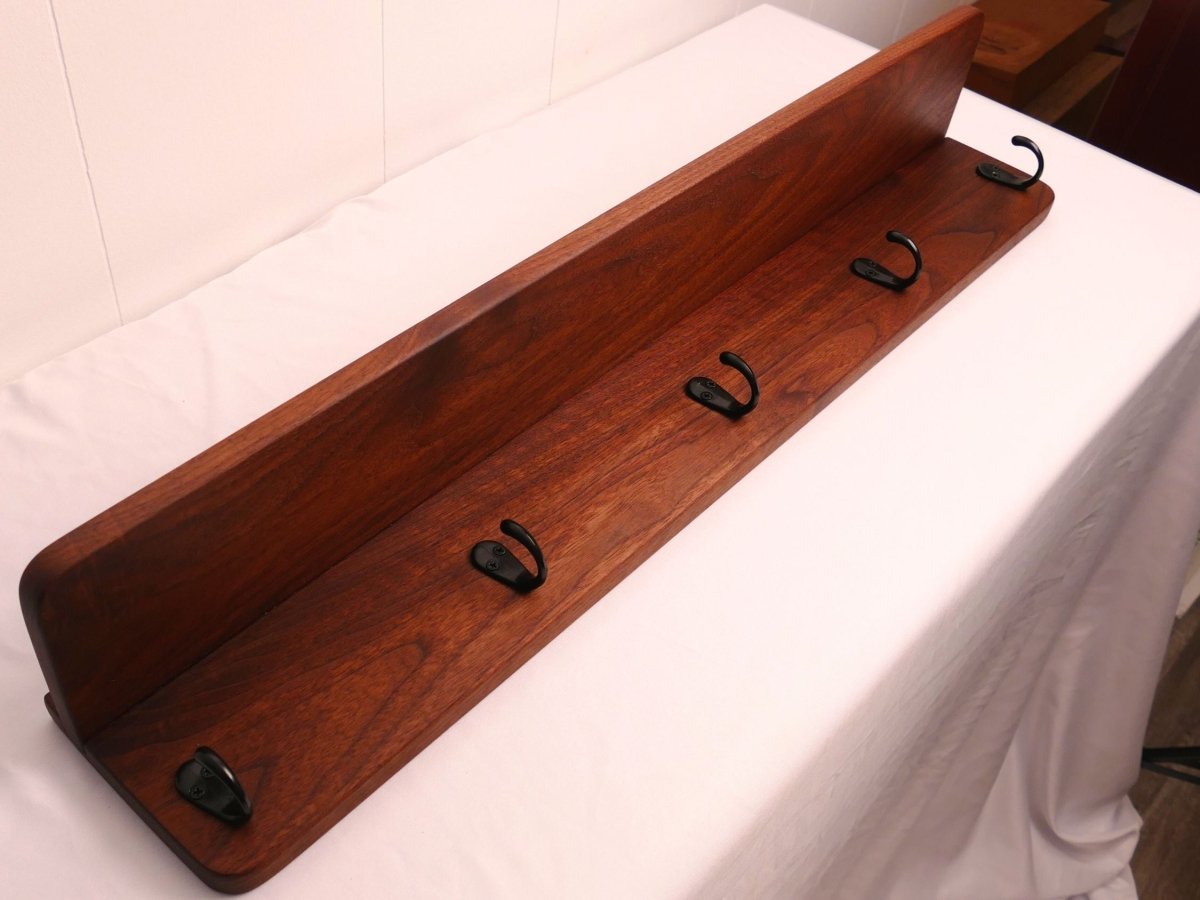 Handmade Premium Walnut Coat Rack with Shelf