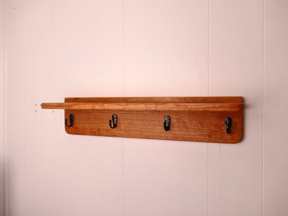 Premium Curly Cherry Coat Rack with Shelf