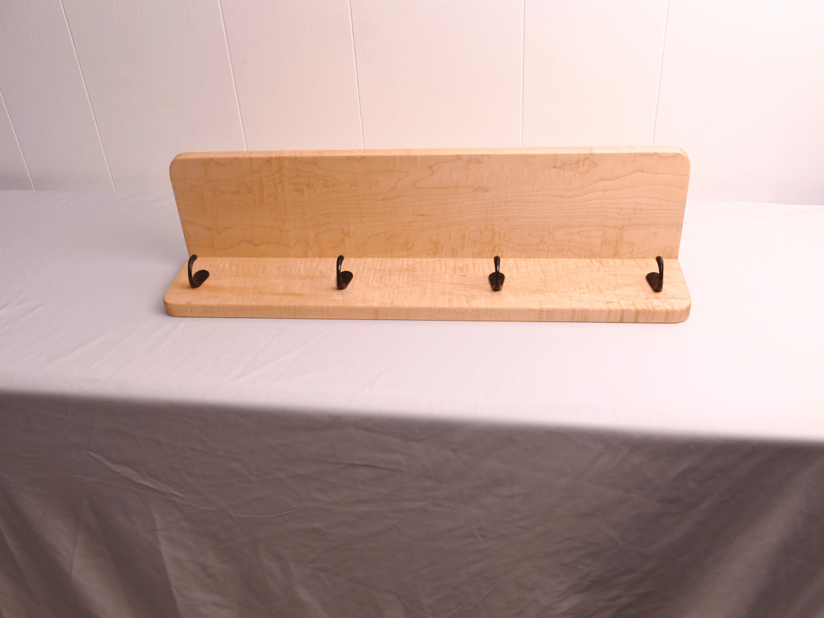 Handmade Premium Curly Maple Coat Rack with Shelf - Woodwork & Design by AJ