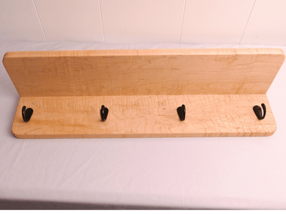 Handmade Premium Curly Maple Coat Rack with Shelf - Woodwork & Design by AJ
