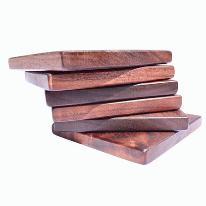 6 walnut coasters stacked