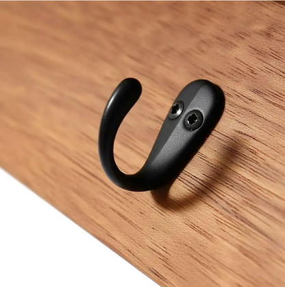 Black coat hook on Mahogany Coat Rack