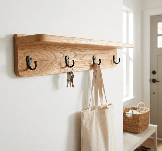Premium Modern White Oak Wall Coat Rack