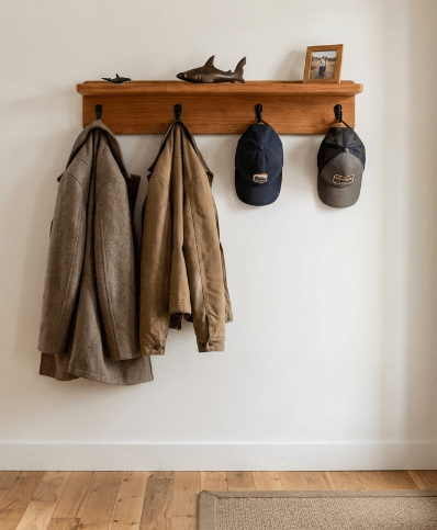 Premium Curly Cherry Wall Coat Rack with Shelf