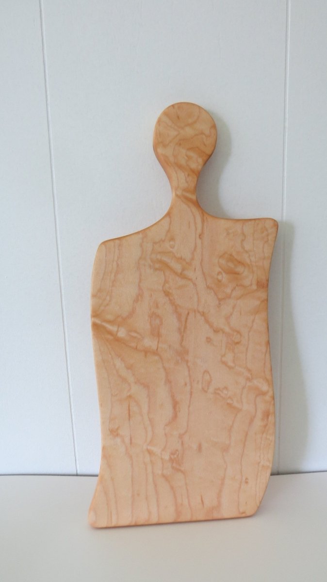 Curly Maple Bacon Strip Cutting Board with Handle - Woodwork & Design by AJ