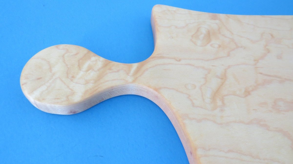 Curly Maple Bacon Strip Cutting Board with Handle - Woodwork & Design by AJ