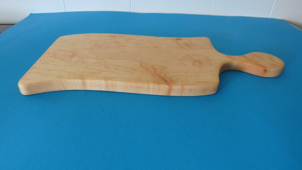 Curly Maple Bacon Strip Cutting Board with Handle - Woodwork & Design by AJ