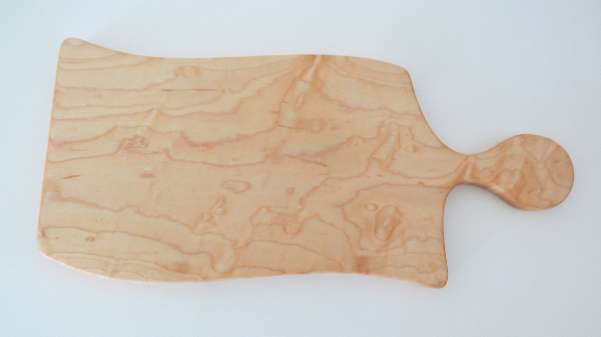 Curly Maple Bacon Strip Cutting Board with Handle - Woodwork & Design by AJ