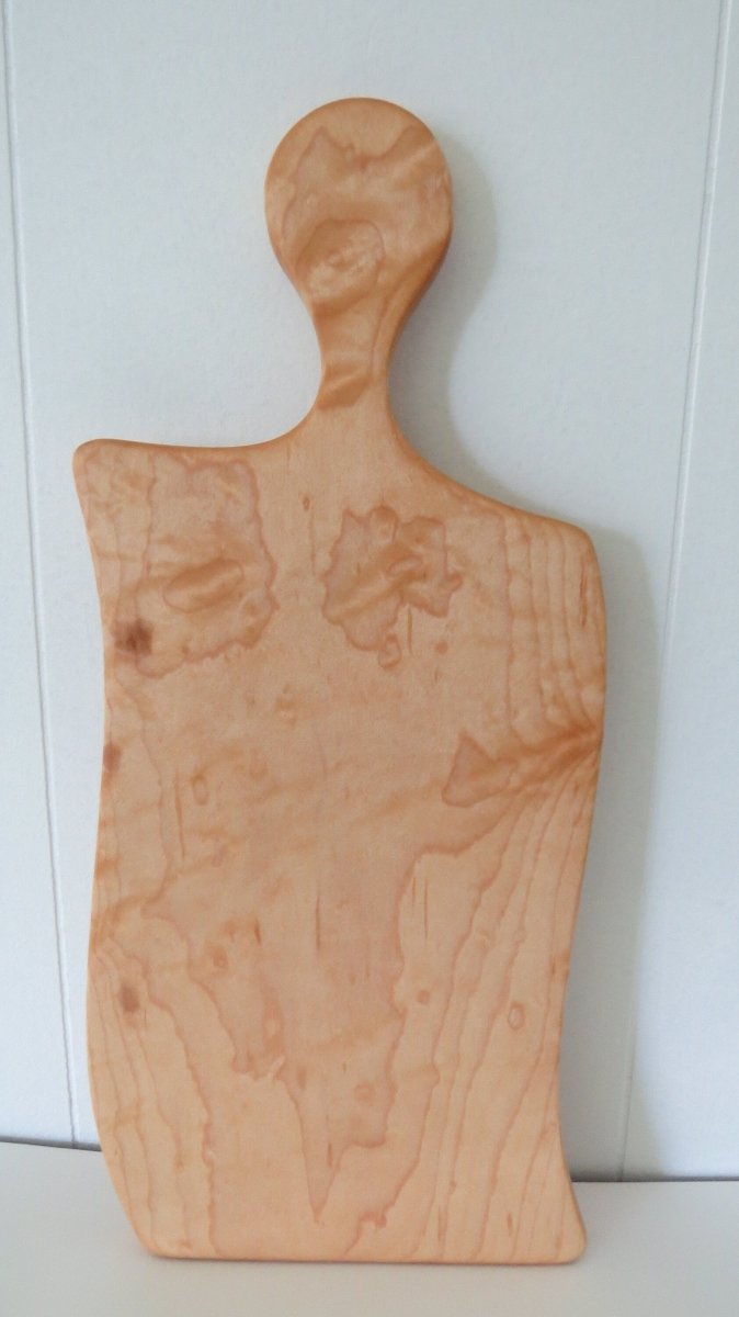 Curly Maple Bacon Strip Cutting Board with Handle - Woodwork & Design by AJ