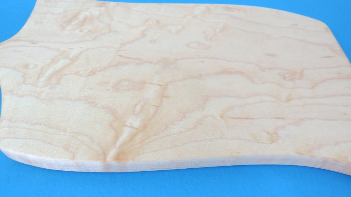 Curly Maple Bacon Strip Cutting Board with Handle - Woodwork & Design by AJ