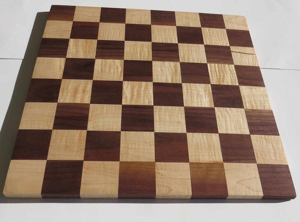 Curly Maple and Walnut Chess Board - Woodwork & Design by AJ