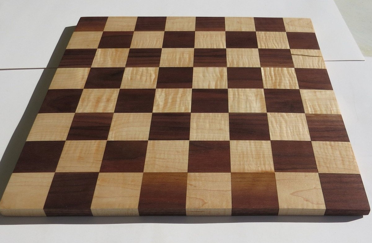 Curly Maple and Walnut Chess Board - Woodwork & Design by AJ