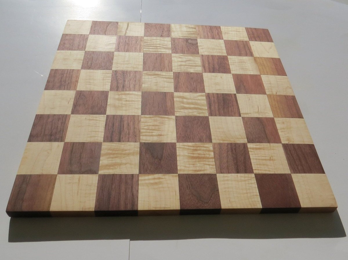 Curly Maple and Walnut Chess Board - Woodwork & Design by AJ