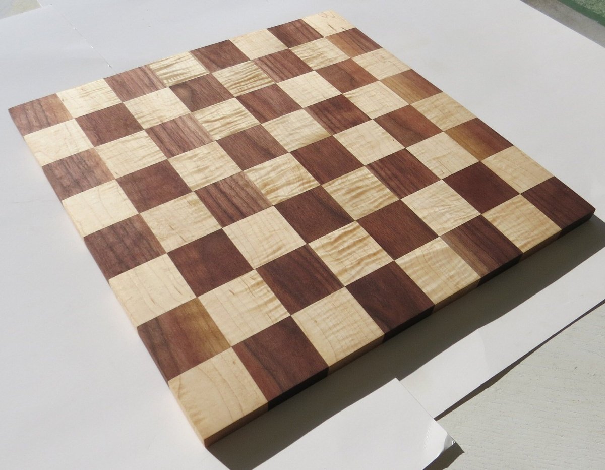 Curly Maple and Walnut Chess Board - Woodwork & Design by AJ