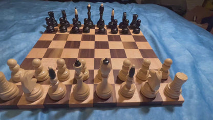Handcrafted Curly Maple & Walnut Chess Board